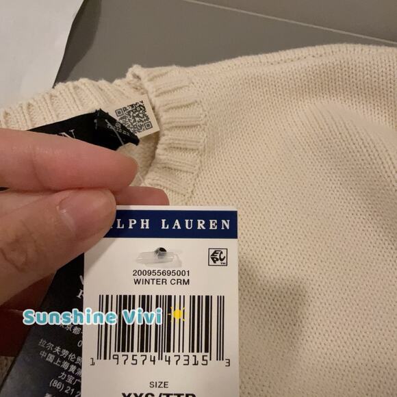 NWT Lauren Ralph Lauren Intarsia Dachshund dog Chalk Cotton Sweater XS - Picture 3 of 11